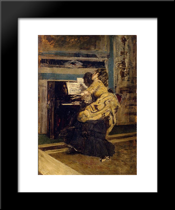 Gentleman At The Piano 20x24 Black Modern Wood Framed Art Print Poster by Boldini, Giovanni