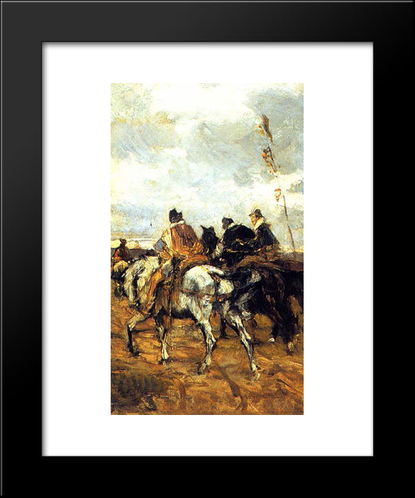 Horses And Knights 20x24 Black Modern Wood Framed Art Print Poster by Boldini, Giovanni