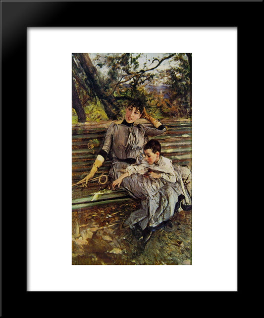 In Garden 20x24 Black Modern Wood Framed Art Print Poster by Boldini, Giovanni