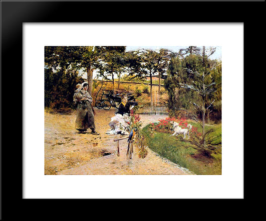 In The Garden 20x24 Black Modern Wood Framed Art Print Poster by Boldini, Giovanni