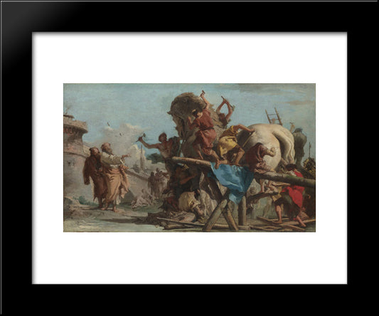 Building Of The Troyan Horse 20x24 Black Modern Wood Framed Art Print Poster by Tiepolo, Giovanni Domenico