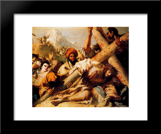 Christ'S Fall On The Way To Calvary 20x24 Black Modern Wood Framed Art Print Poster by Tiepolo, Giovanni Domenico