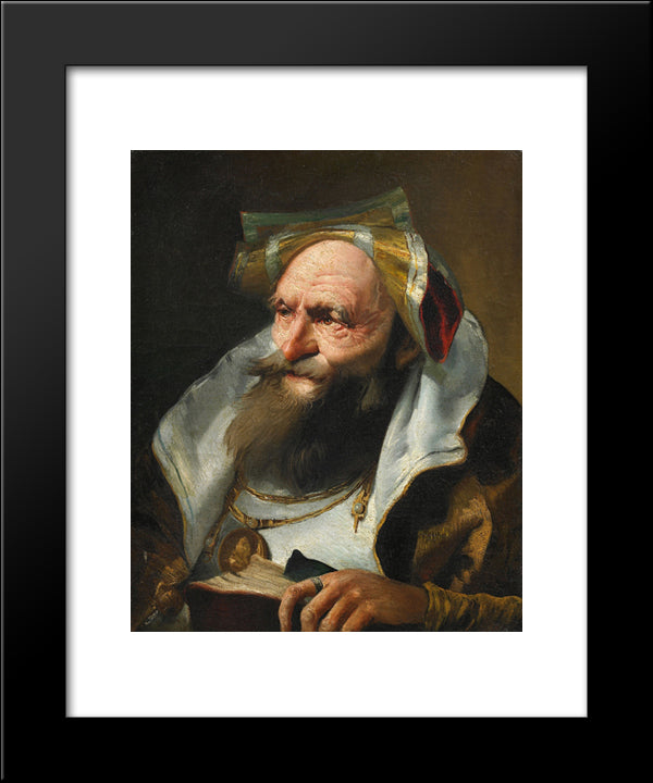 Head Of A Scholar 20x24 Black Modern Wood Framed Art Print Poster by Tiepolo, Giovanni Domenico