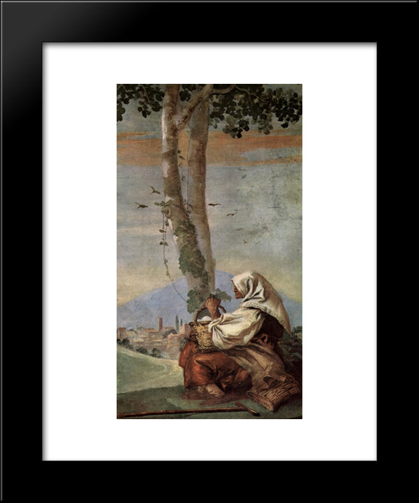 Landscape With Sitting Farmer 20x24 Black Modern Wood Framed Art Print Poster by Tiepolo, Giovanni Domenico