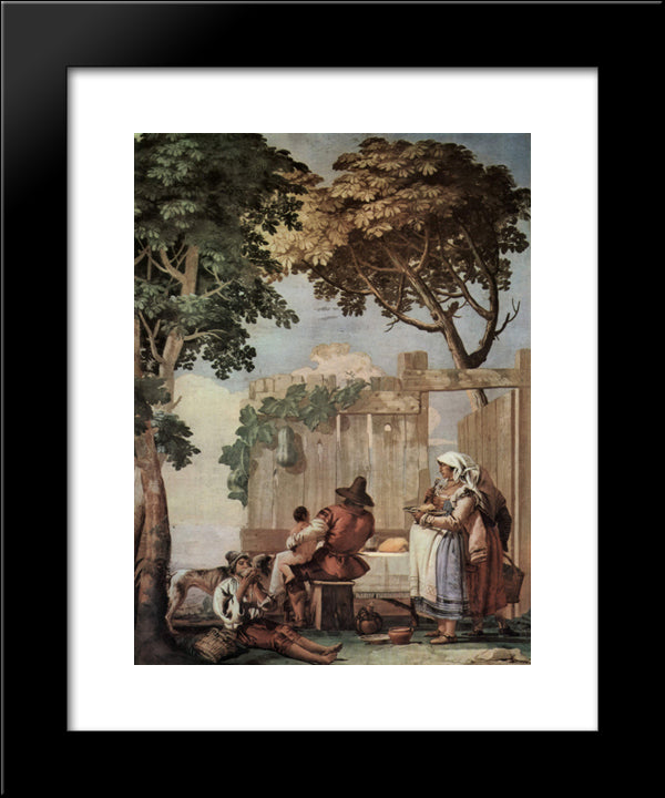 Peasant Family At Table, From The Room Of Rustic Scenes, In The Foresteria (Guesthouse) 20x24 Black Modern Wood Framed Art Print Poster by Tiepolo, Giovanni Domenico