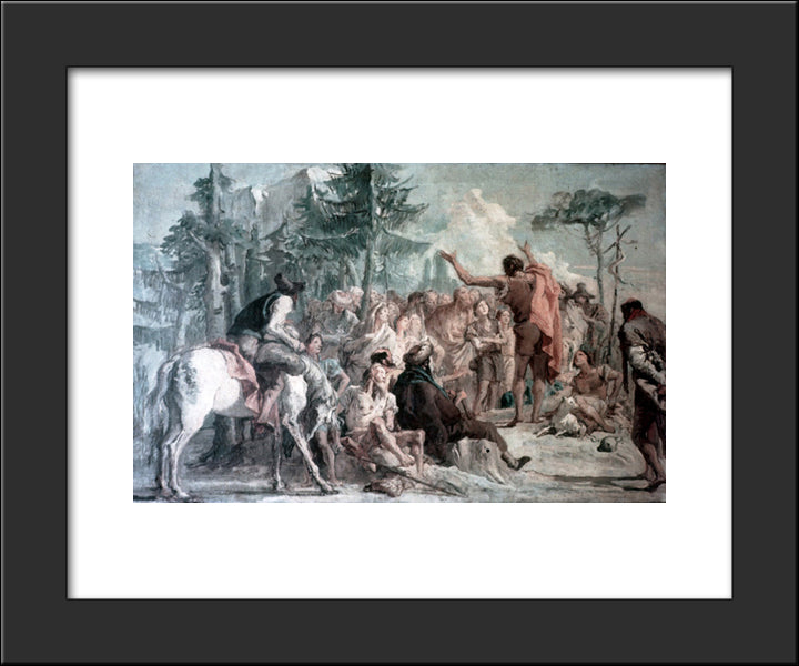 Preaching Of John The Baptist 20x24 Black Modern Wood Framed Art Print Poster by Tiepolo, Giovanni Domenico