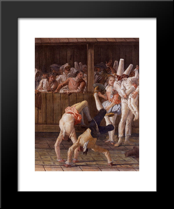 Pulcinella With Acrobats 20x24 Black Modern Wood Framed Art Print Poster by Tiepolo, Giovanni Domenico