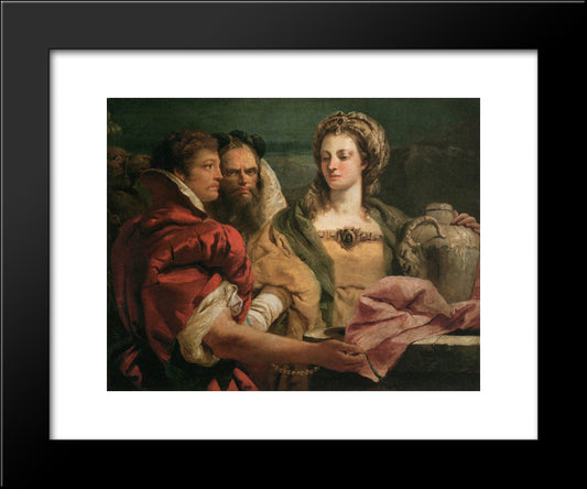 Rebecca At The Well 20x24 Black Modern Wood Framed Art Print Poster by Tiepolo, Giovanni Domenico