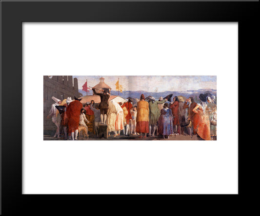 The New World 20x24 Black Modern Wood Framed Art Print Poster by Tiepolo, Giovanni Domenico