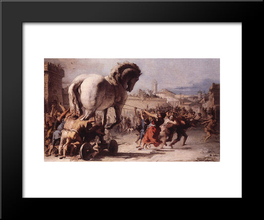 The Procession Of The Trojan Horse In Troy 20x24 Black Modern Wood Framed Art Print Poster by Tiepolo, Giovanni Domenico