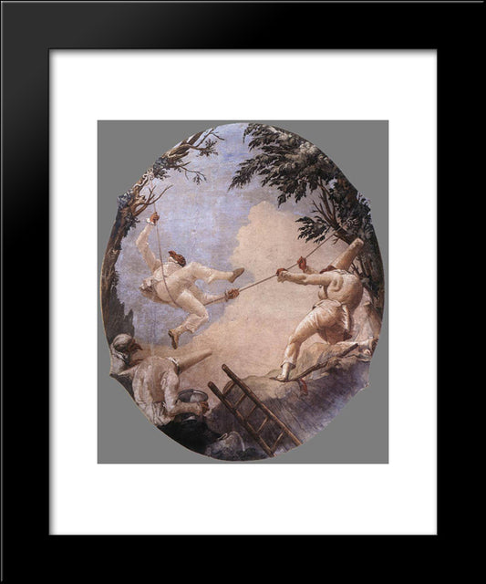 The Swing Of Pulcinella 20x24 Black Modern Wood Framed Art Print Poster by Tiepolo, Giovanni Domenico