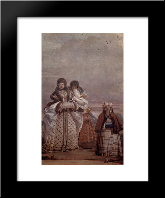 The Winter Walk, From The Room Of The Gothic Pavilion, In The Foresteria 20x24 Black Modern Wood Framed Art Print Poster by Tiepolo, Giovanni Domenico