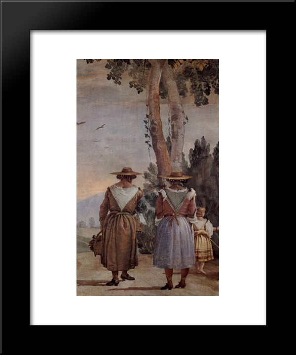 Two Peasant Women And A Child Seen From Behind, From The 'Foresteria' (Guesthouse) 20x24 Black Modern Wood Framed Art Print Poster by Tiepolo, Giovanni Domenico