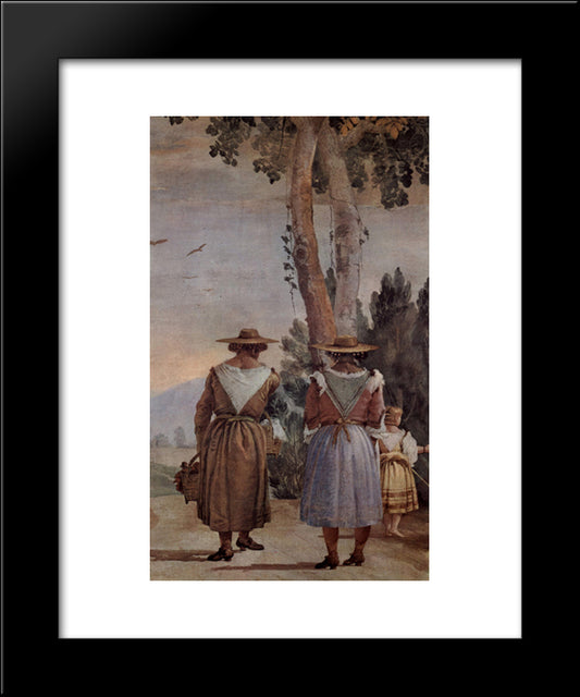 Two Peasant Women And A Child Seen From Behind, From The 'Foresteria' (Guesthouse) 20x24 Black Modern Wood Framed Art Print Poster by Tiepolo, Giovanni Domenico