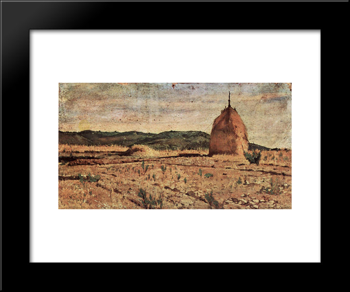 Der Heuhaufen 20x24 Black Modern Wood Framed Art Print Poster by Fattori, Giovanni
