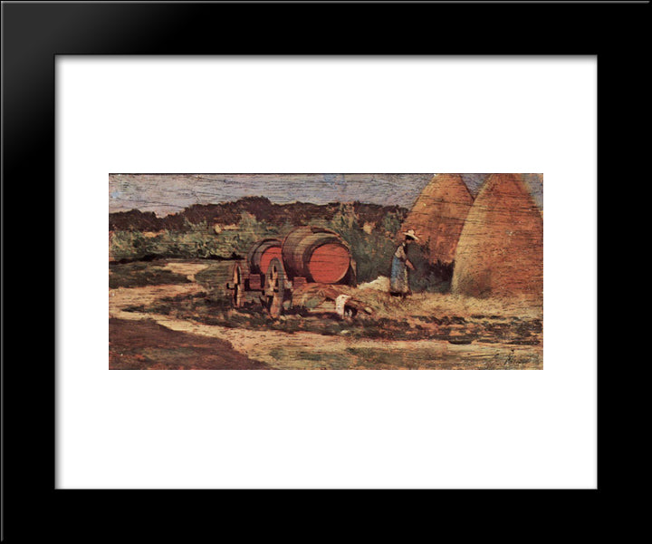 Die Roten Fasser 20x24 Black Modern Wood Framed Art Print Poster by Fattori, Giovanni