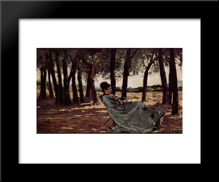 Frau Martelli In Castiglioncello 20x24 Black Modern Wood Framed Art Print Poster by Fattori, Giovanni