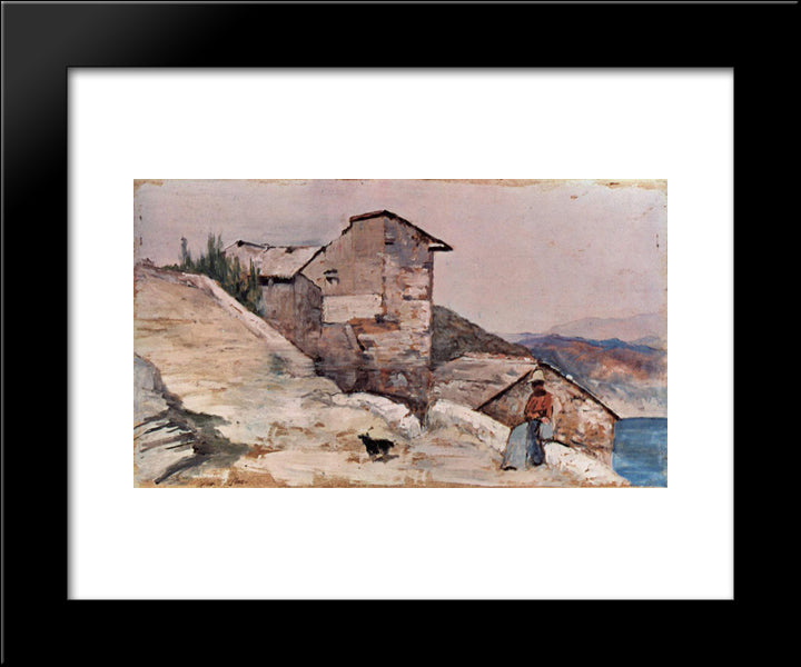 Gehoft In Den Hugeln 20x24 Black Modern Wood Framed Art Print Poster by Fattori, Giovanni