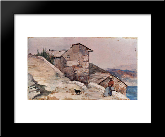 Gehoft In Den Hugeln 20x24 Black Modern Wood Framed Art Print Poster by Fattori, Giovanni