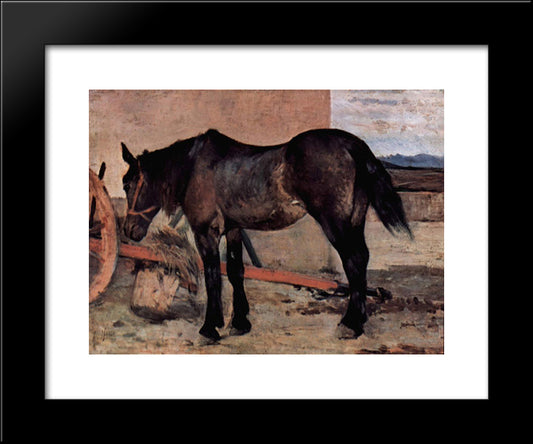 Pferd Vor Einem Wagen 20x24 Black Modern Wood Framed Art Print Poster by Fattori, Giovanni