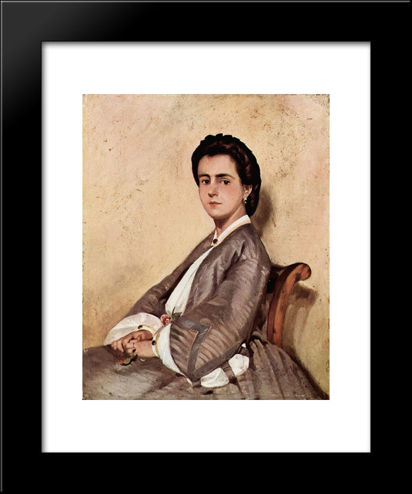 Portrat Der Cousine Des Kunstlers 20x24 Black Modern Wood Framed Art Print Poster by Fattori, Giovanni
