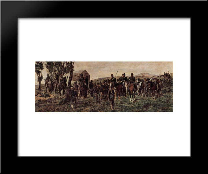 Prince Amadeo Feritio At Custoza 20x24 Black Modern Wood Framed Art Print Poster by Fattori, Giovanni