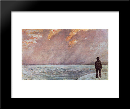 Sonnenuntergang Am Meer 20x24 Black Modern Wood Framed Art Print Poster by Fattori, Giovanni