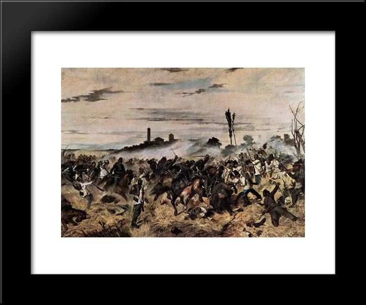 Storming Of The Madonna Della Scoperta 20x24 Black Modern Wood Framed Art Print Poster by Fattori, Giovanni