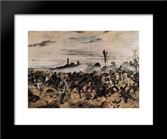 Storming Of The Madonna Della Scoperta 20x24 Black Modern Wood Framed Art Print Poster by Fattori, Giovanni