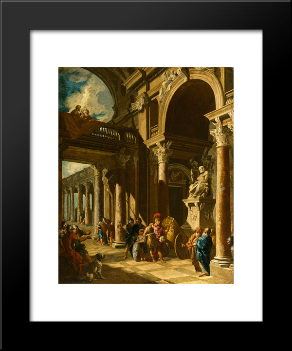 Alexander The Great Cutting The Gordian Knot 20x24 Black Modern Wood Framed Art Print Poster by Panini, Giovanni Paolo