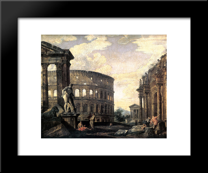 Ancient Roman Ruins 20x24 Black Modern Wood Framed Art Print Poster by Panini, Giovanni Paolo