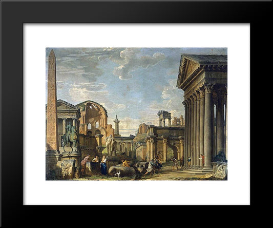 Architectural Capriccio 20x24 Black Modern Wood Framed Art Print Poster by Panini, Giovanni Paolo