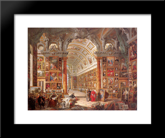 Interior Of A Picture Gallery With The Collection Of Cardinal Silvio Valenti Gonzaga 20x24 Black Modern Wood Framed Art Print Poster by Panini, Giovanni Paolo