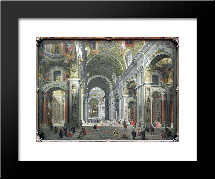 Interior Of St. Peter'S, Rome 20x24 Black Modern Wood Framed Art Print Poster by Panini, Giovanni Paolo