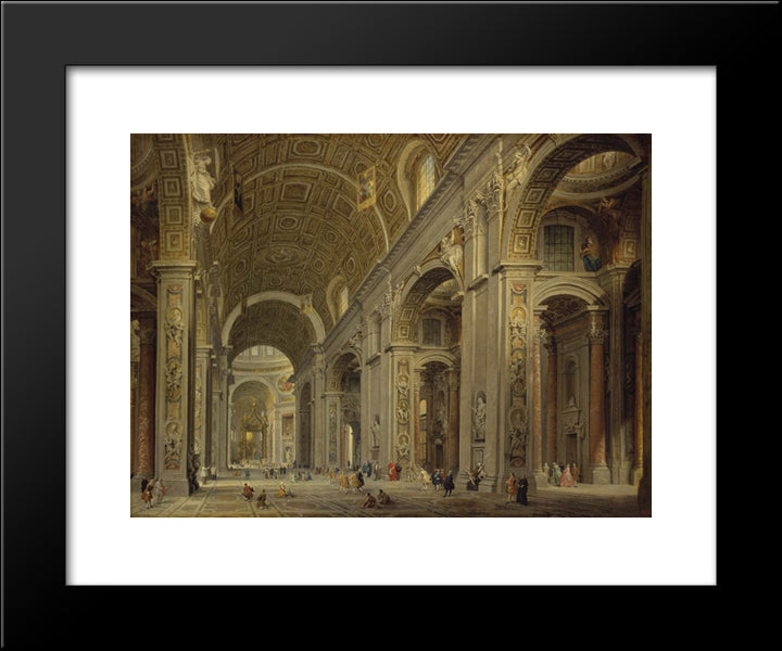 Interior Of St Peter'S In Rome 20x24 Black Modern Wood Framed Art Print Poster by Panini, Giovanni Paolo