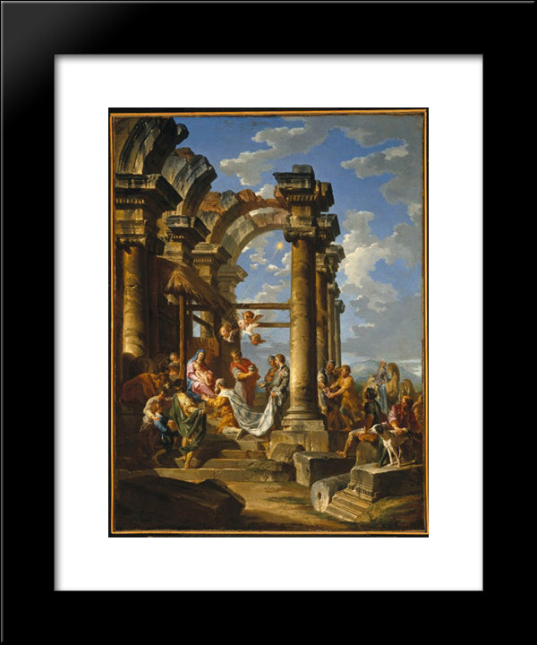 The Adoration Of The Magi 20x24 Black Modern Wood Framed Art Print Poster by Panini, Giovanni Paolo