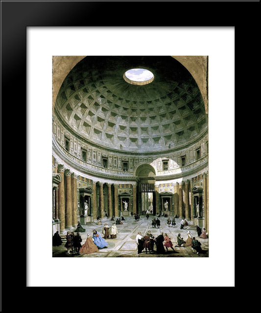 The Interior Of The Pantheon (Rome) 20x24 Black Modern Wood Framed Art Print Poster by Panini, Giovanni Paolo