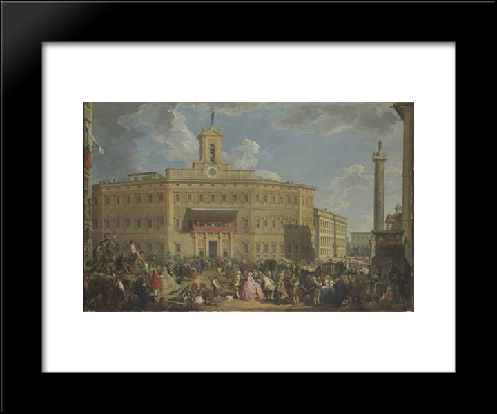 The Lottery At Palazzo Montecitorio 20x24 Black Modern Wood Framed Art Print Poster by Panini, Giovanni Paolo