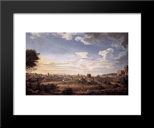 View Of Rome From Mt. Mario, In The Southeast 20x24 Black Modern Wood Framed Art Print Poster by Panini, Giovanni Paolo