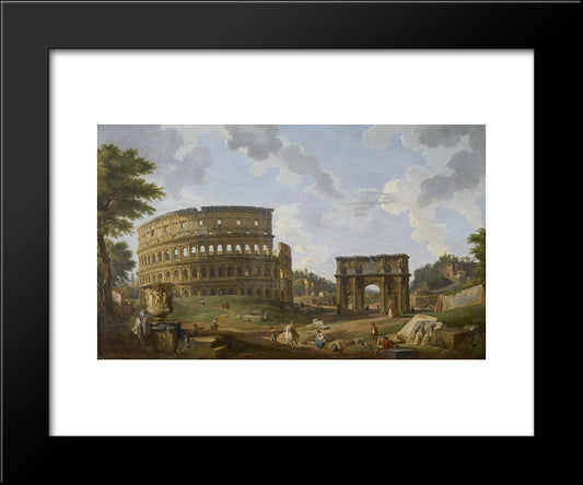 View Of The Colosseum 20x24 Black Modern Wood Framed Art Print Poster by Panini, Giovanni Paolo