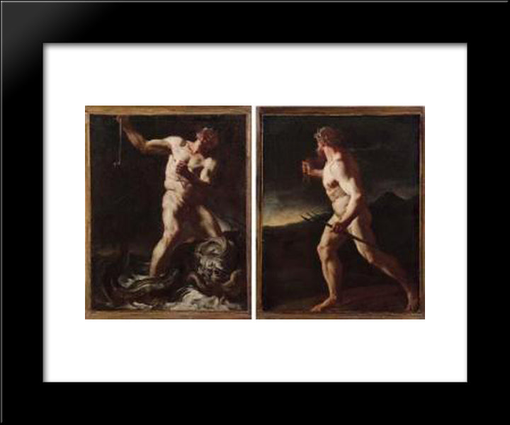 Nettuno 20x24 Black Modern Wood Framed Art Print Poster by Lama, Giulia