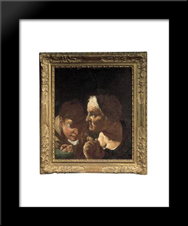 Vecchia Con Ragazzo 20x24 Black Modern Wood Framed Art Print Poster by Lama, Giulia
