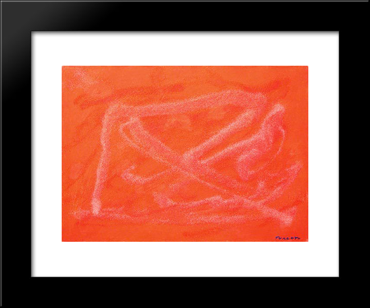 Cangiante Arancio 20x24 Black Modern Wood Framed Art Print Poster by Turcato, Giulio