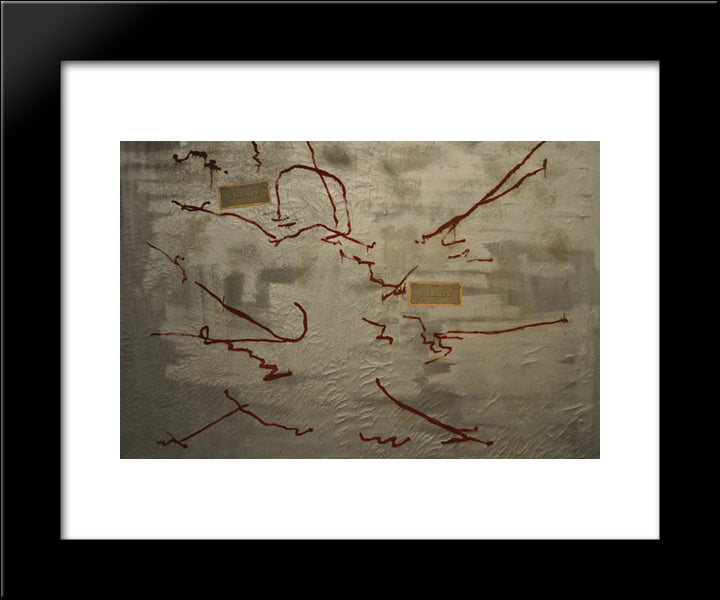 Composizione Argento Con Dollaro 20x24 Black Modern Wood Framed Art Print Poster by Turcato, Giulio