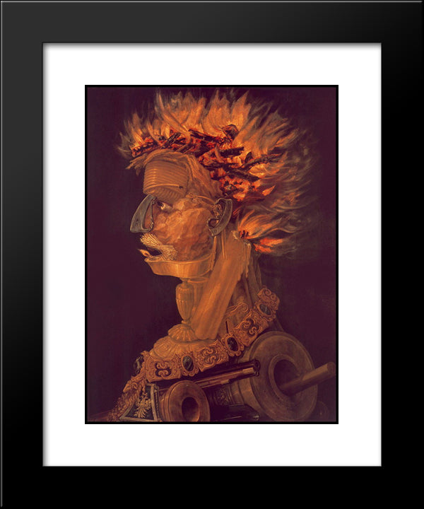 Fire 20x24 Black Modern Wood Framed Art Print Poster by Arcimboldo, Giuseppe