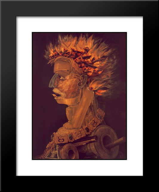 Fire 20x24 Black Modern Wood Framed Art Print Poster by Arcimboldo, Giuseppe
