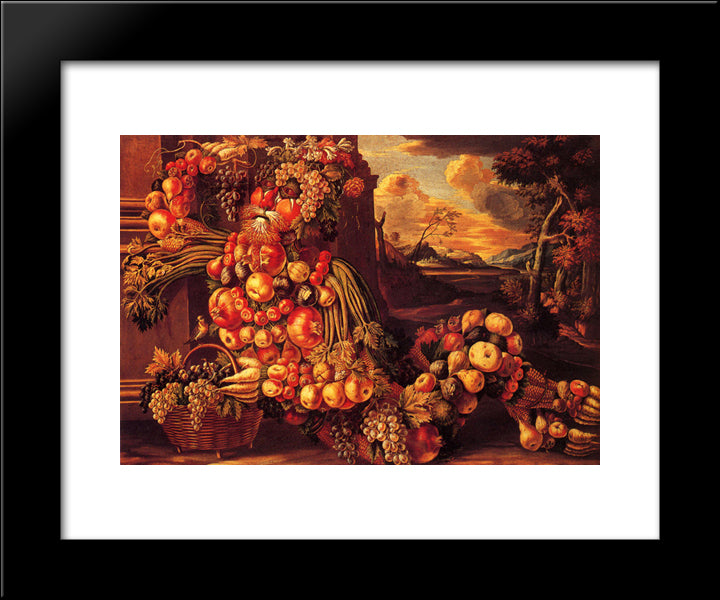Seated Figure Of Summer 20x24 Black Modern Wood Framed Art Print Poster by Arcimboldo, Giuseppe