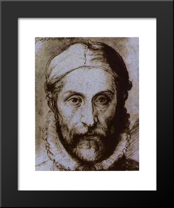 Self-Portrait 20x24 Black Modern Wood Framed Art Print Poster by Arcimboldo, Giuseppe