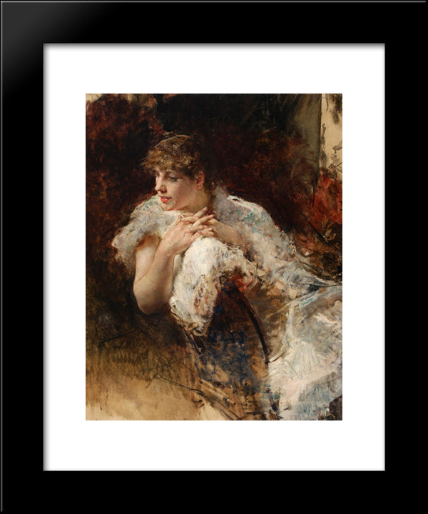 A Lady From Naples 20x24 Black Modern Wood Framed Art Print Poster by Nittis, Giuseppe de