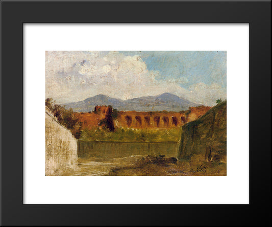 A Roman Aqueduct 20x24 Black Modern Wood Framed Art Print Poster by Nittis, Giuseppe de